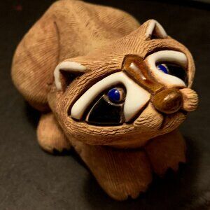 Vintage Artesania Rinconada Racoon Hand Carved Figurine